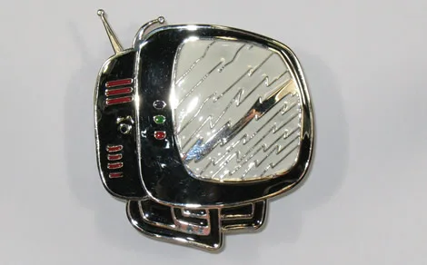 Vintage TV enameled pewter belt buckle BK7024