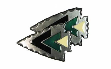 Indian arrow heads enameled pewter belt buckle V7BE