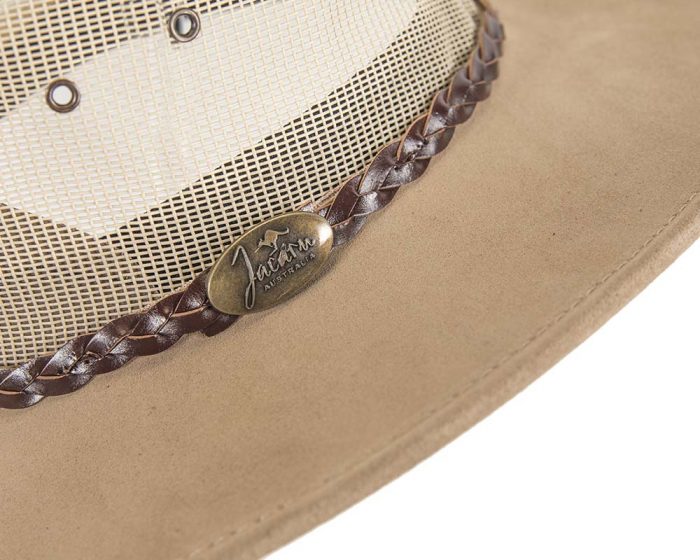 Beige Suede Leather Australian Cooler hat by Jacaru - Image 6