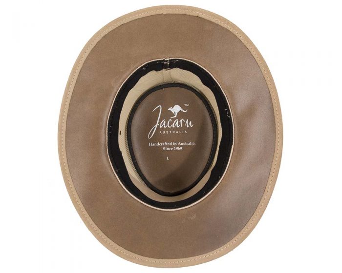 Beige Suede Leather Australian Cooler hat by Jacaru - Image 4