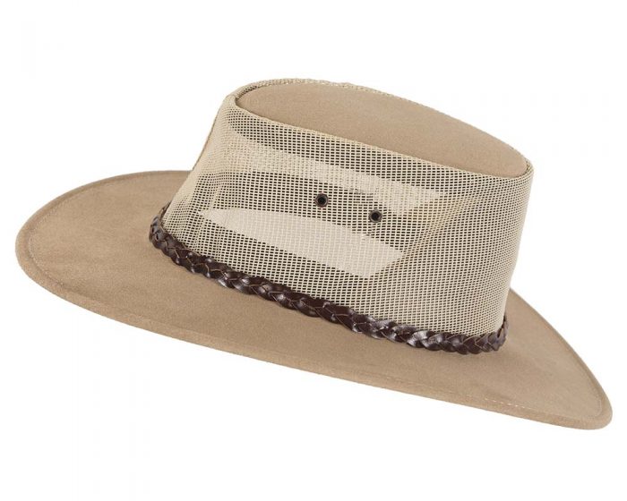 Beige Suede Leather Australian Cooler hat by Jacaru - Image 3