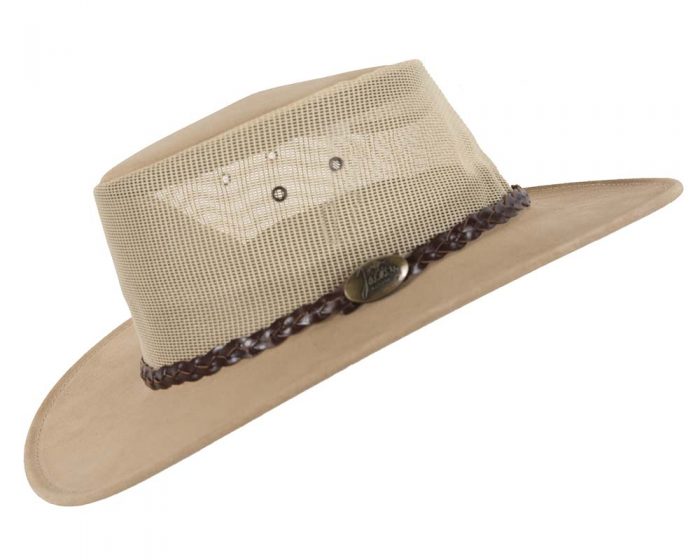 Beige Suede Leather Australian Cooler hat by Jacaru - Image 2