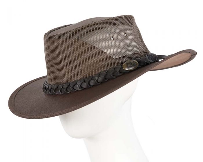 Dark Brown Kangaroo Leather Australian Cooler hat by Jacaru