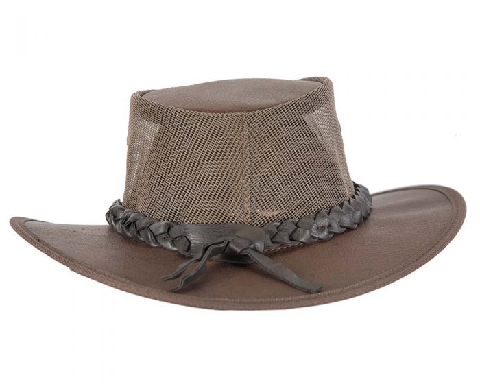 Dark Brown Kangaroo Leather Australian Cooler hat by Jacaru - Image 7