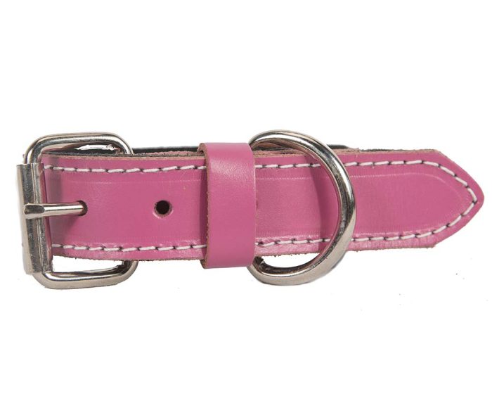 Pink genuine leather dog collar with studs - Image 3