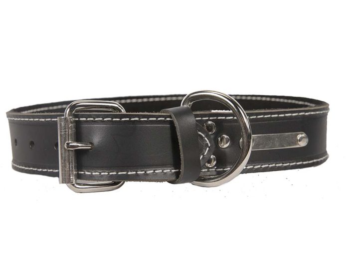 Genuine black leather plain dog collar made in Australia - Image 3