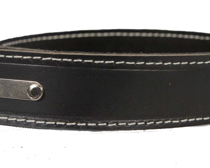 Genuine black leather plain dog collar made in Australia - Image 2